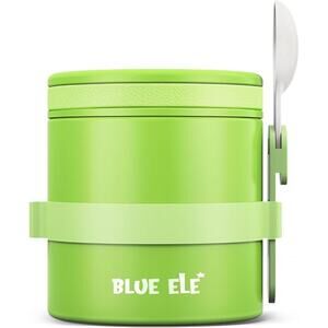 NEW Vacuum Insulated Thermos Food Jar for Hot Food w/spoon, 13.5oz, Green